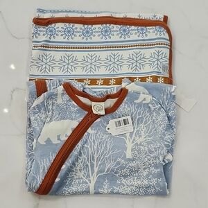 nwt tesa babe snow one piece sleeper and blanket